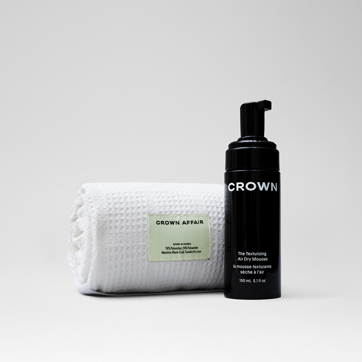 The Introduction Duo - the towel and the texturizing air dry mousse